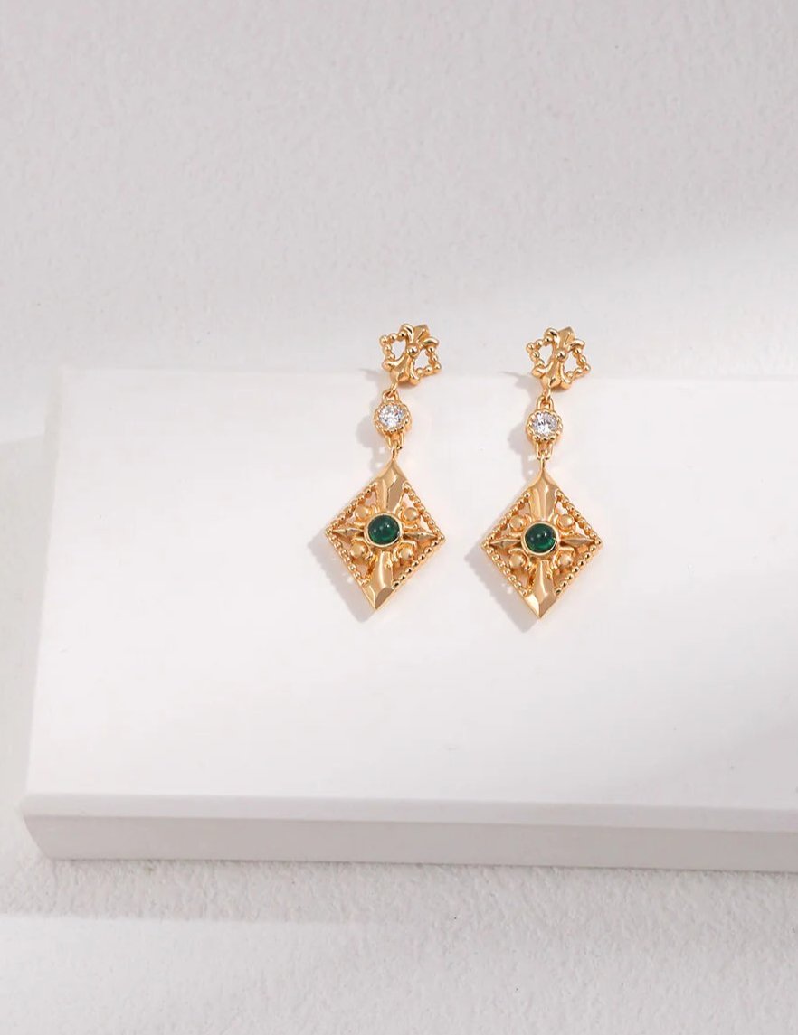 Green Zircon Rhombus Earrings