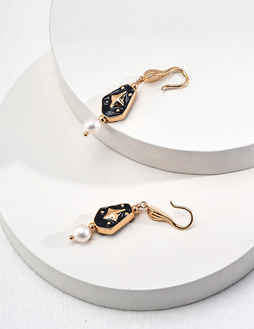 Enamel Drop Pearl Earrings