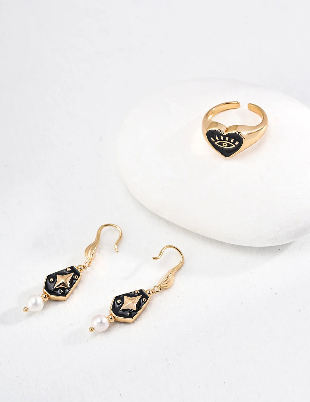 Enamel Drop Pearl Earrings