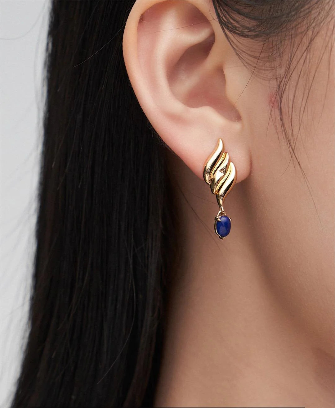 Natural Lapis Lazuli Asymmetrical Earrings