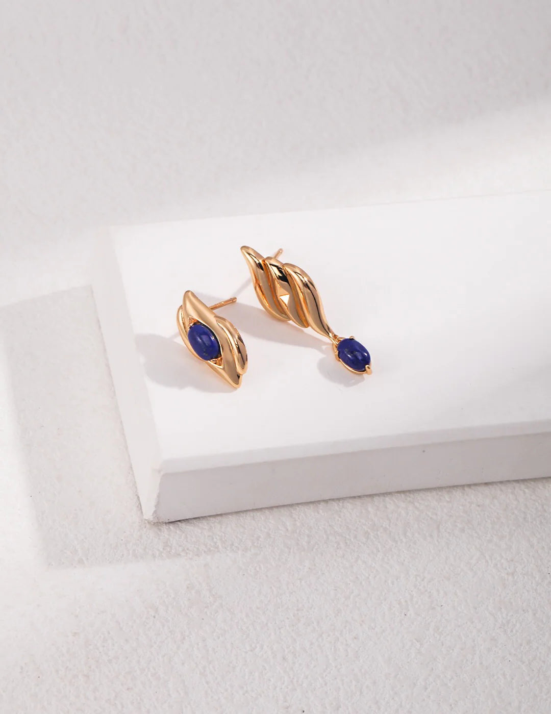 Natural Lapis Lazuli Asymmetrical Earrings